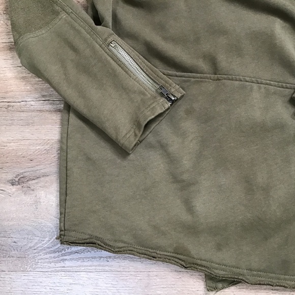 THEREAL Jacket Size Small Asymmetrical Boho Raw Edge Cotton Green - Picture 13 of 16